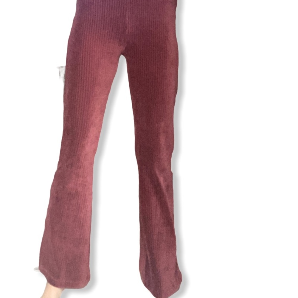 S urban outfitters flare velvet maroon pants